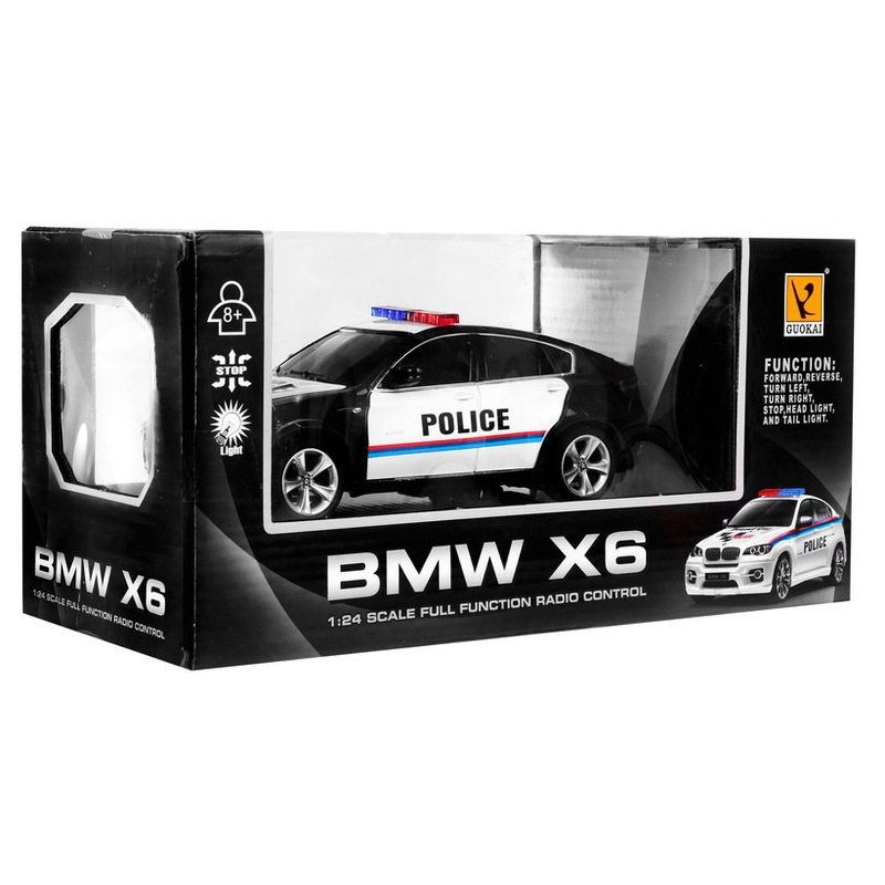 Tālvadības policijas automašīna BMW X6, melna