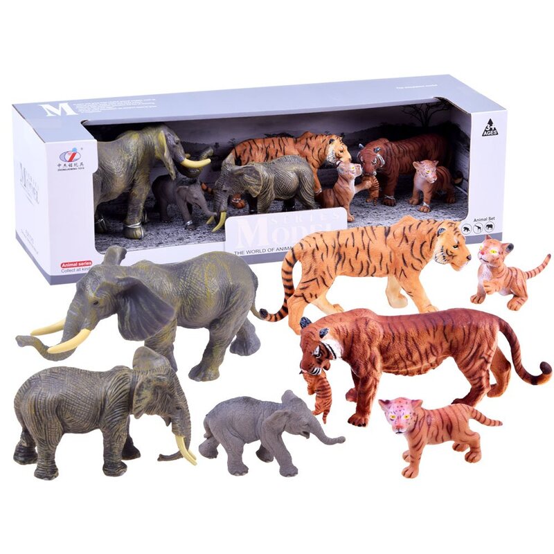 Safari dzīvnieku figūriņu komplekts, ziloņī-tīģeri