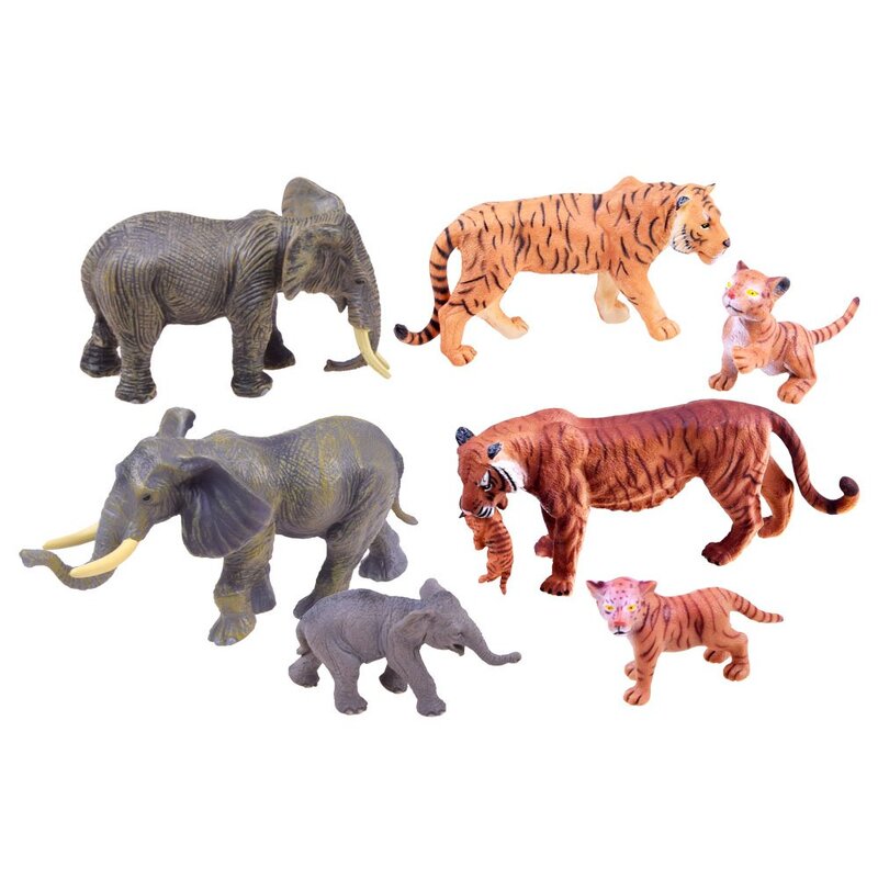 Safari dzīvnieku figūriņu komplekts, ziloņī-tīģeri