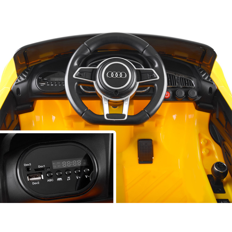 Audi R8 vienvietīgs elektromobilis bērniem, dzeltens