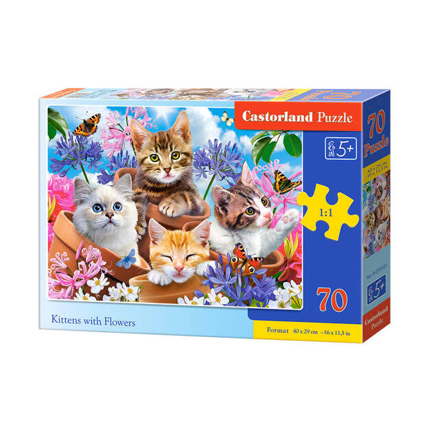 Puzle  Castorland Kittens with Flowers, 70 daļas.