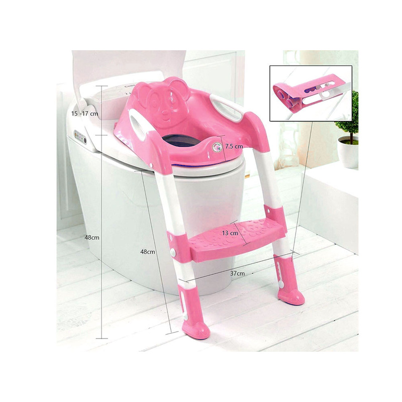 Tualetes poda sēdeklis ar pakāpienu, rozā krāsā