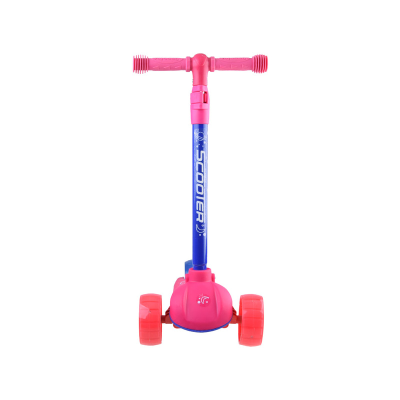 Trīsriteņu līdzsvara skrejritenis ar izgaismotiem riteņiem, rozā krāsā