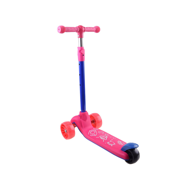 Trīsriteņu līdzsvara skrejritenis ar izgaismotiem riteņiem, rozā krāsā