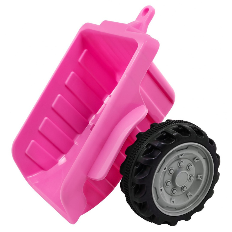 Bērnu traktors ar piekabi, rozā
