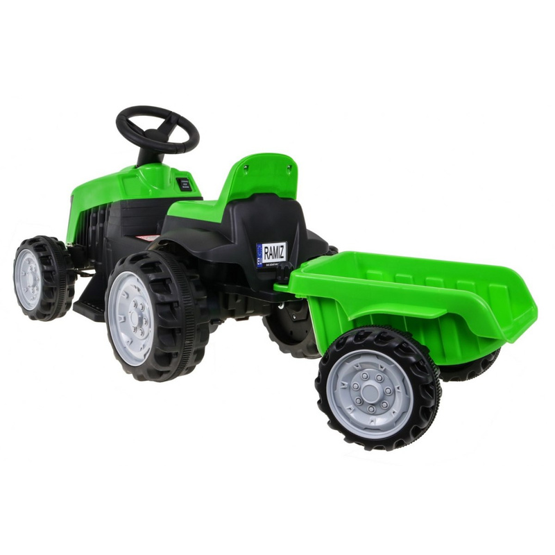 Bērnu traktors ar piekabi, zaļš