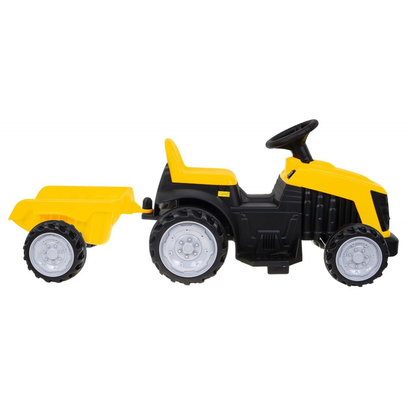 Bērnu elektriskais traktors ar piekabi, dzeltens