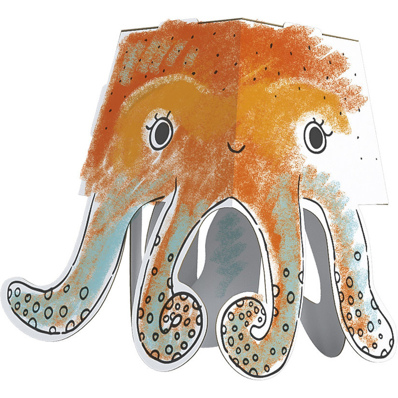 Kartona 3D astoņkājis krāsošanai