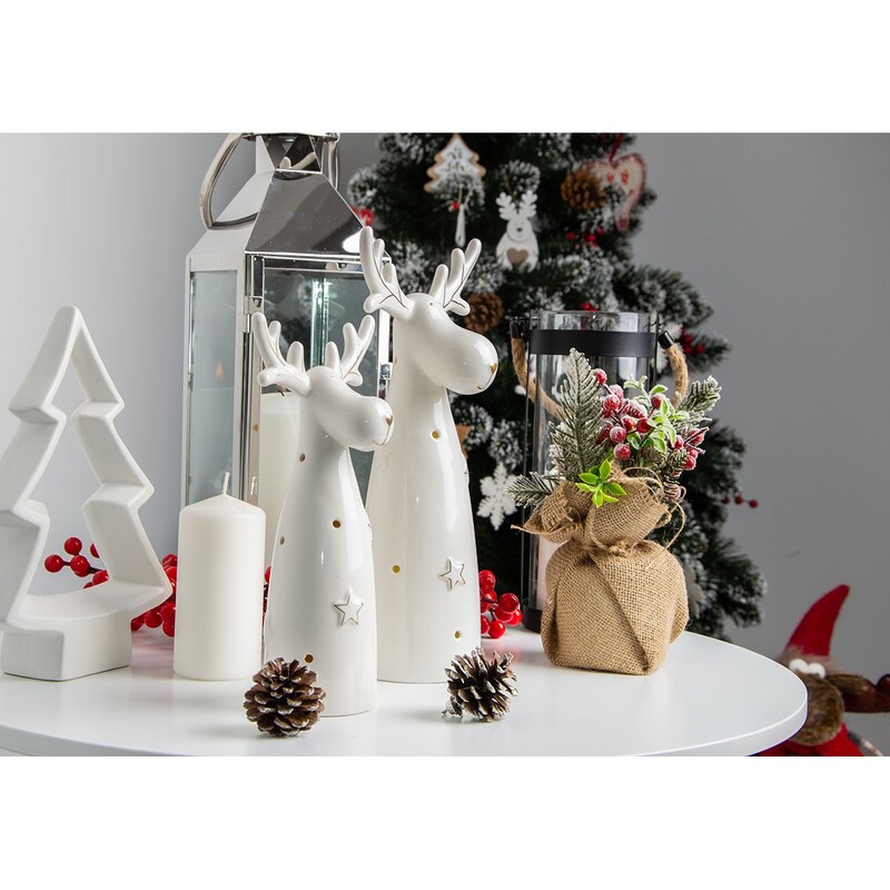 Ziemassvētku LED dekori - ziemeļbriedis, balts, 29,5 cm