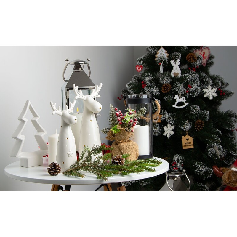Ziemassvētku LED dekori - ziemeļbriedis, balts, 29,5 cm