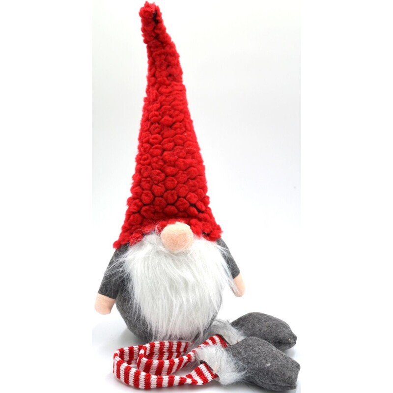 Dekoratīvs rūķis ar sarkanu kažokādas cepuri, 50+25 cm