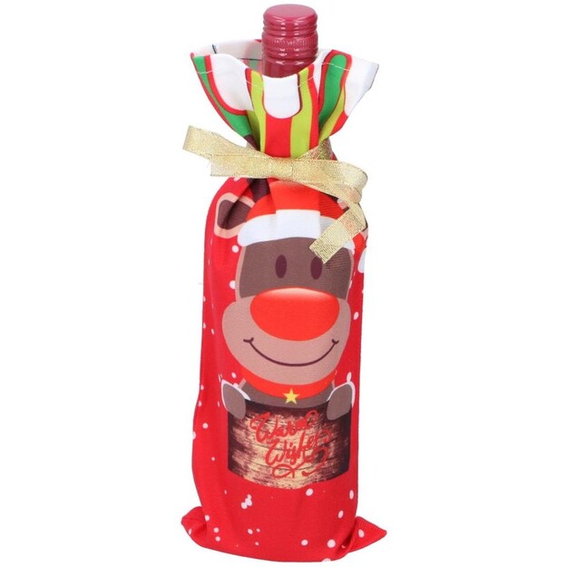 Ziemassvētku maisiņš pudelēm - ziemeļbriedis