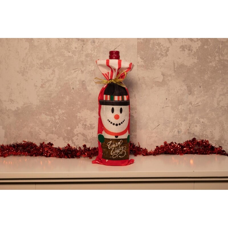Ziemassvētku maisiņš pudelēm - Sniegavīrs