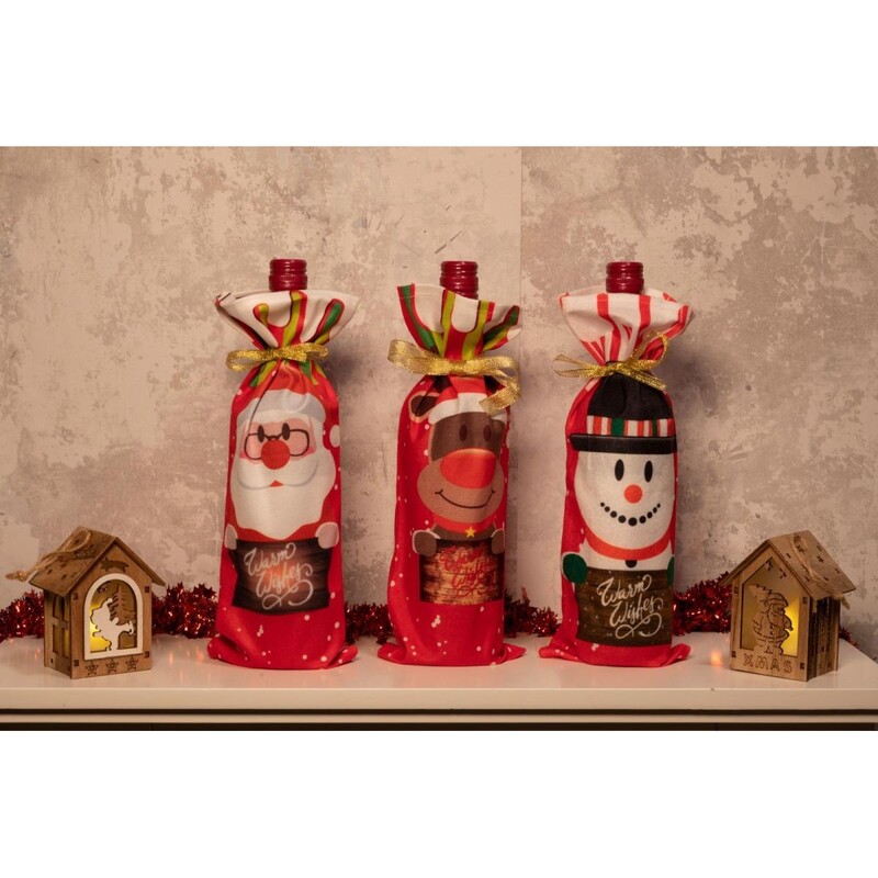 Ziemassvētku maisiņš pudelēm - Sniegavīrs