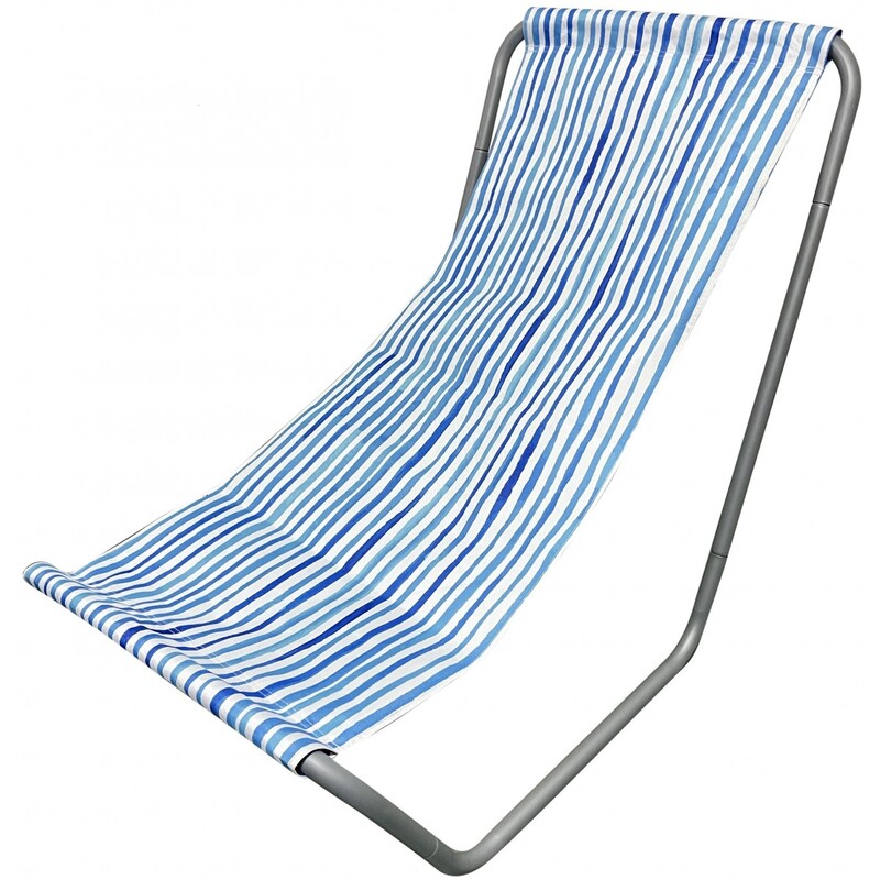 Saliekams pludmales un dārza atpūtas krēsls, zilas līnijas raksts