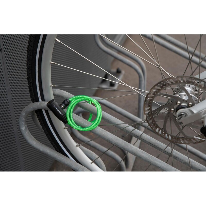 Dunlop spirālveida velosipēda slēdzene ar atslēgu 0,6x90 cm, sarkana