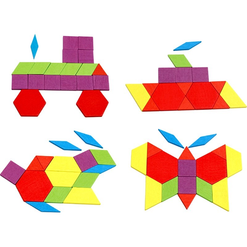 Koka puzle "Pattern Blocks", 130 detaļas