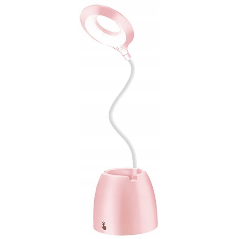 Galda lampa ar zīmuļu turētāju, rozā krāsā