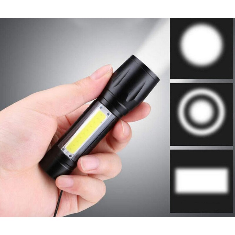 USB uzlādējams lukturītis XPE+COB