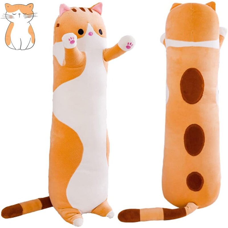 Pliša rotaļlieta iegarena, 70 cm, oranžs kaķis