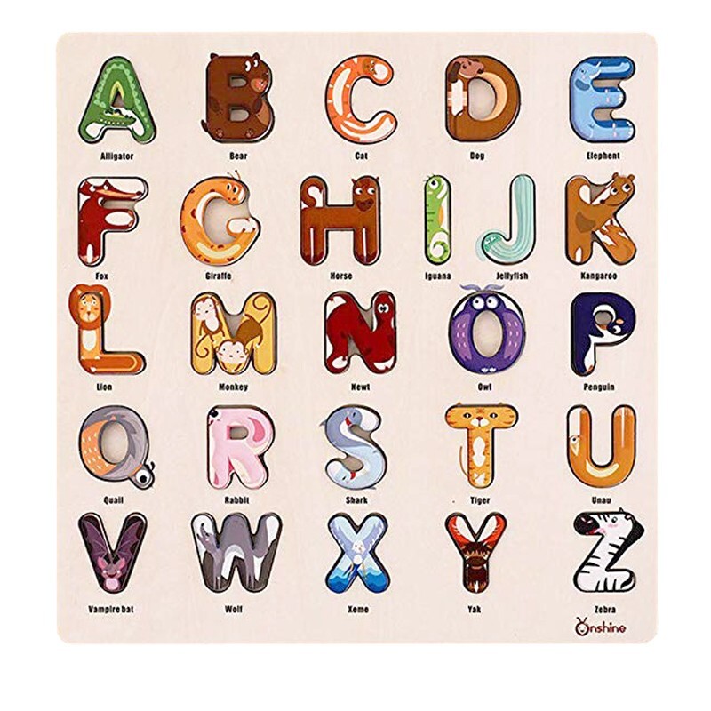 Koka puzle "Dzīvnieku alfabēts"