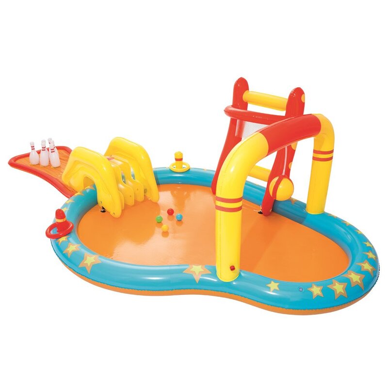 Piepūšamais daudzfunkcionālais rotaļu laukums ar baseinu