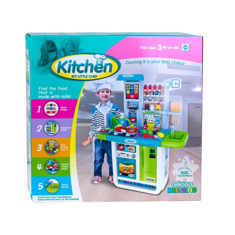 Interaktīvā virtuve bērniem, zila, 98X74X35