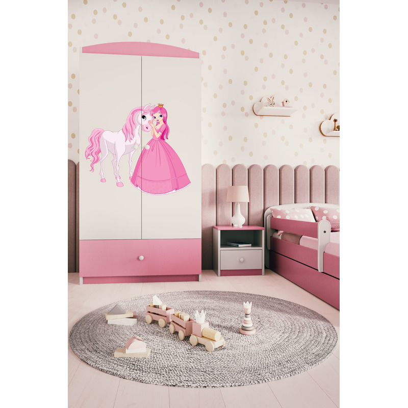 Drēbju skapis Babydreams - Princese un zirgs, rozā
