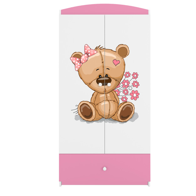 Drēbju skapis Babydreams - Lācītis ar ziediem, rozā