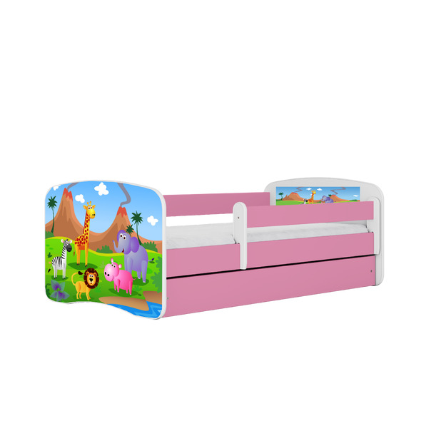 Gulta Babydreams - Safari, rozā, 160x80, ar atvilktni