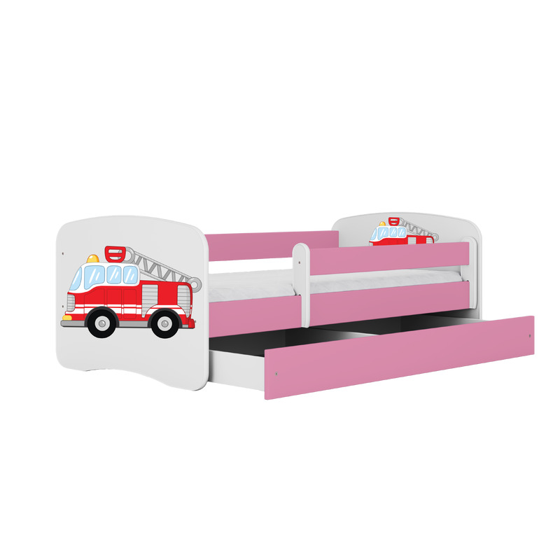 Gulta Babydreams - Ugunsdzēsēju mašīna, rozā, 140x70, ar atvilktni