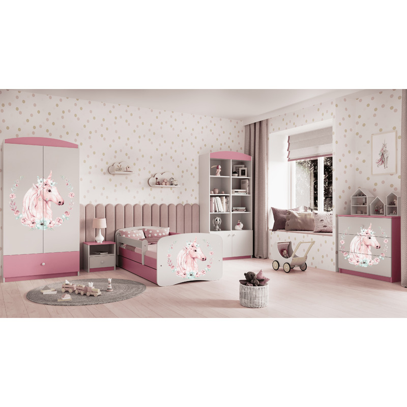 Gulta Babydreams - Vienradzis, rozā, 160x80, ar atvilktni
