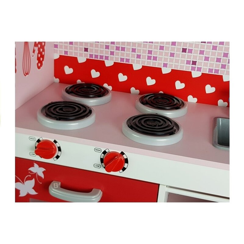 Koka virtuvīte ar sarkaniem akcentiem, 112x 31x106