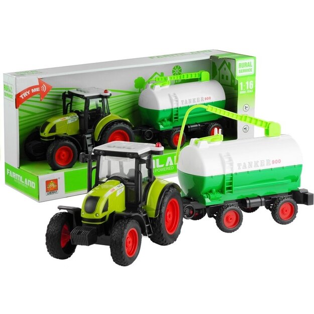 Rotaļlietu traktors ar ūdens tvertni, zaļš