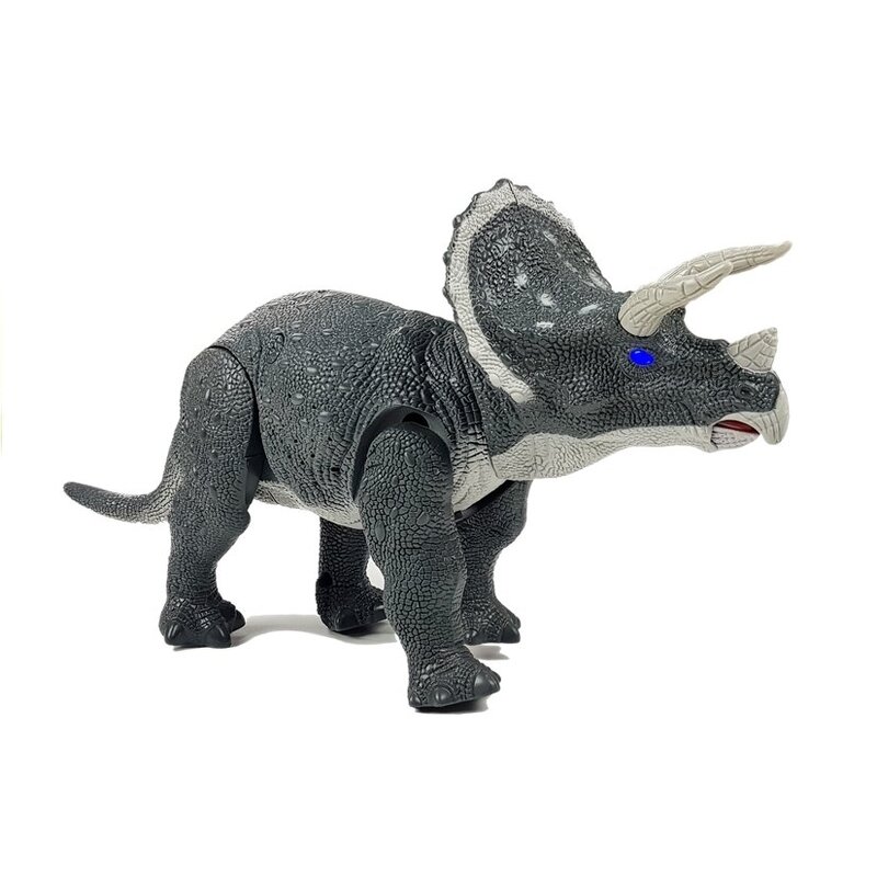 Liels rotaļlietu dinozaurs "Triceratopss", pelēks