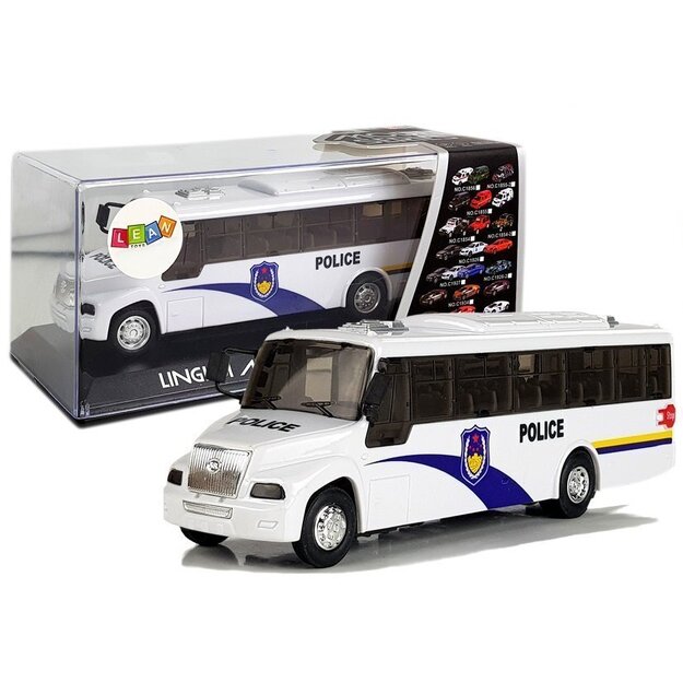 Rotaļlietu policijas autobuss, balts