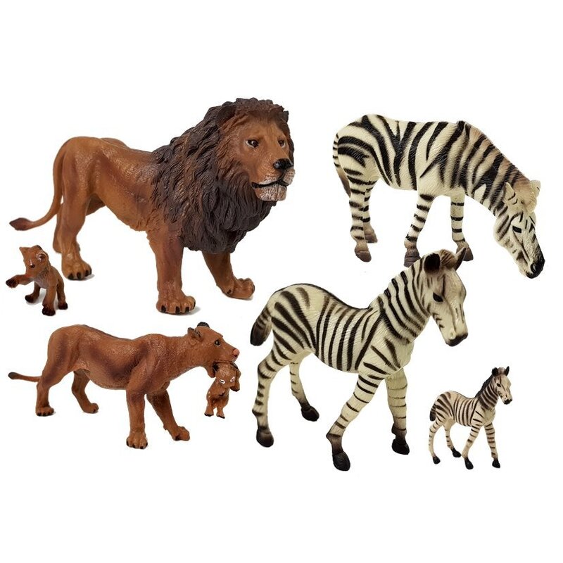 Figūriņu komplekts "Safari Animals - lauvas un zebras"