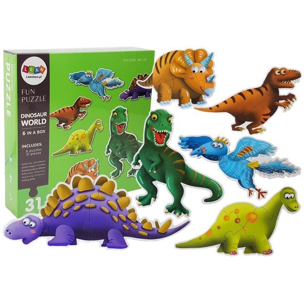 Puzle "Dinozauru pasaule", 6 dzīvnieki
