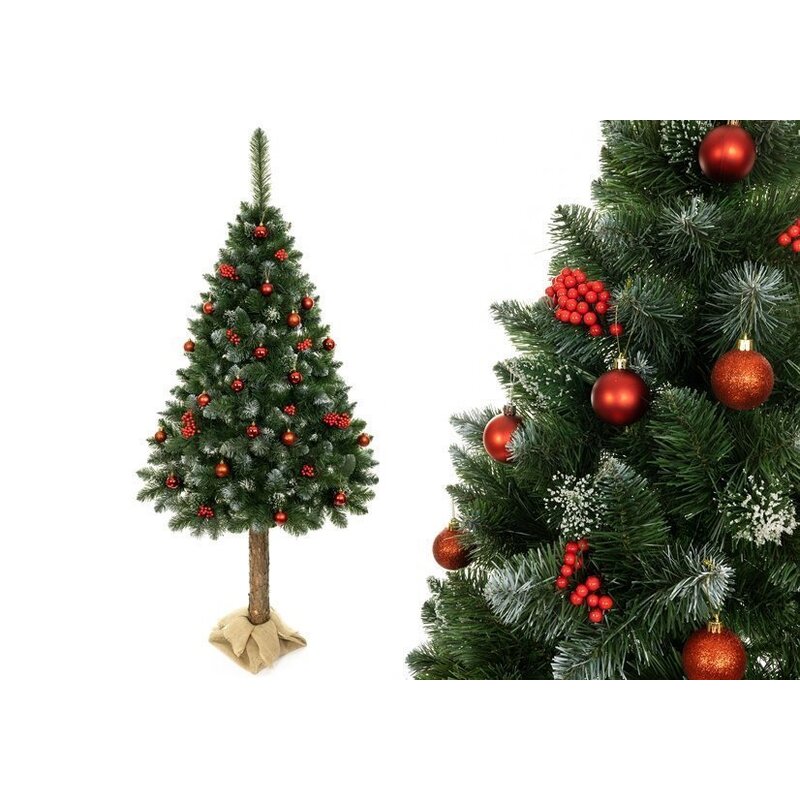 Mākslīgā Ziemassvētku eglīte uz rombveida priedes stumbra ar priežu čiekuriem, 180 cm