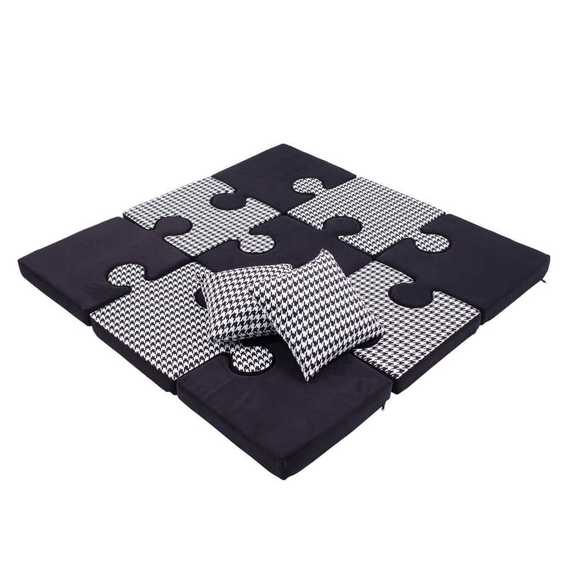 Mīksts puzles paklājs ar spilveniem, 150x150x8, melns