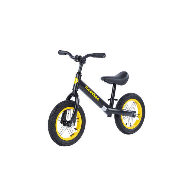 Līdzsvara velosipēds - Moovkee, 12 collas, melns ar dzeltenu