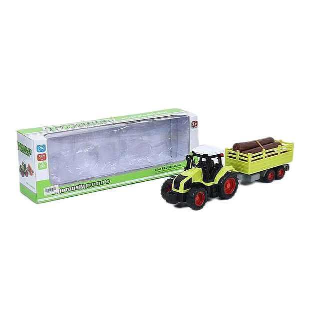 Rotaļlietu traktors ar piekabi un malku