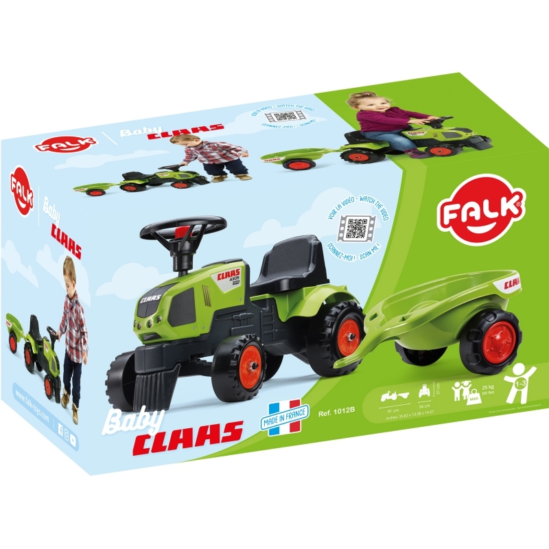 Stumjamais traktors ar piekabi - Baby Claas Axos 310, zaļš