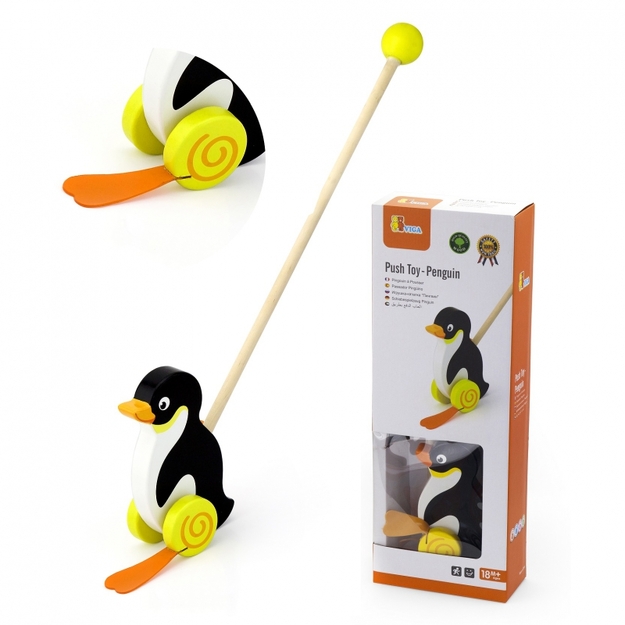 Koka stumjamā rotaļlieta - Pingvins