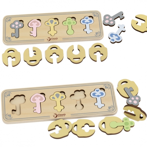 CLASSIC WORLD Montessori koka puzle - atslēgas un slēdzenes
