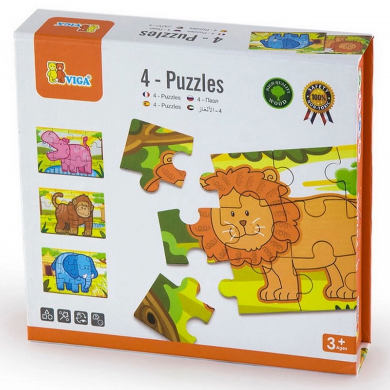 Koka puzle Viga Toys, safari dzīvnieki