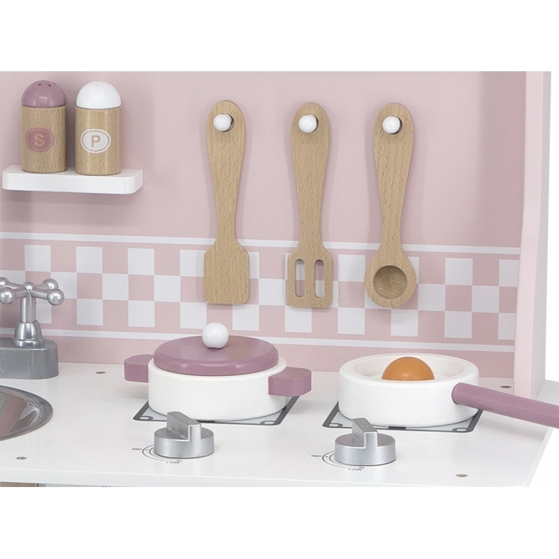 Koka virtuve ar VIGA PolarB aksesuāriem, sudraba ar rozā