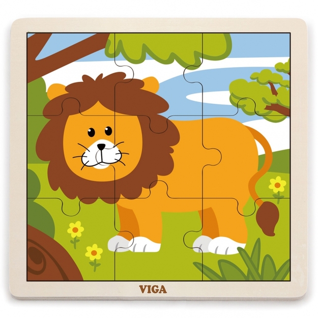 Koka puzle no 9 daļām Viga, lauva