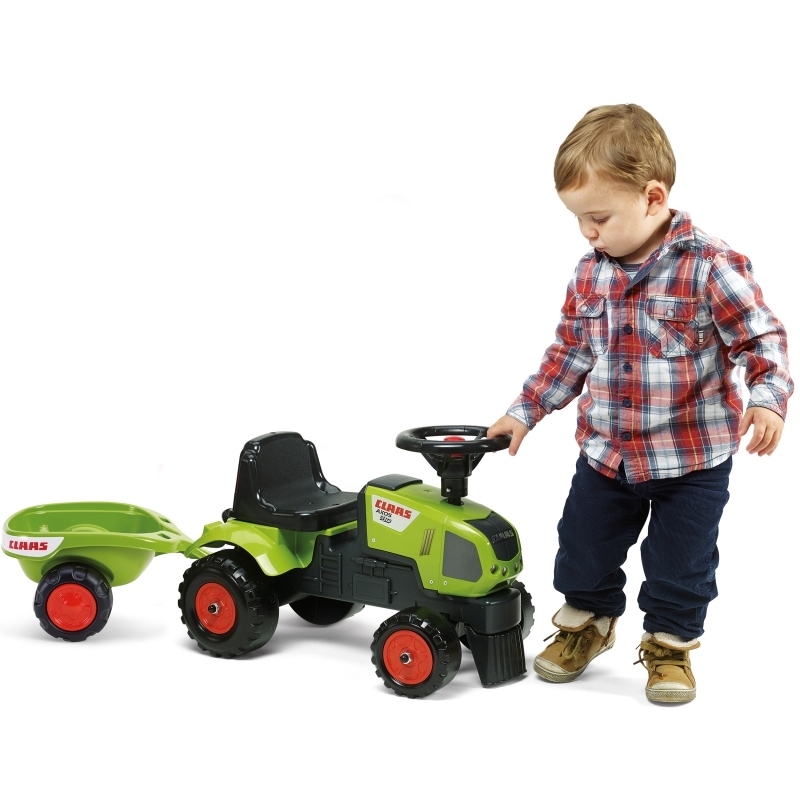 Stumjamais traktors ar piekabi - Baby Claas Axos 310, zaļš
