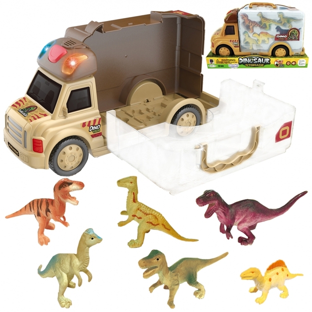 Woopie 2in1 kravas automašīna un koferis ar 6 dinozauru figūriņām